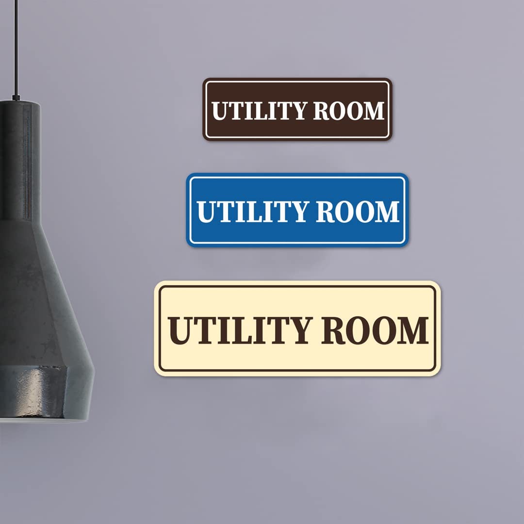 1 Pack Standard Utility Room Sign Brushed Silver Small Door Wall