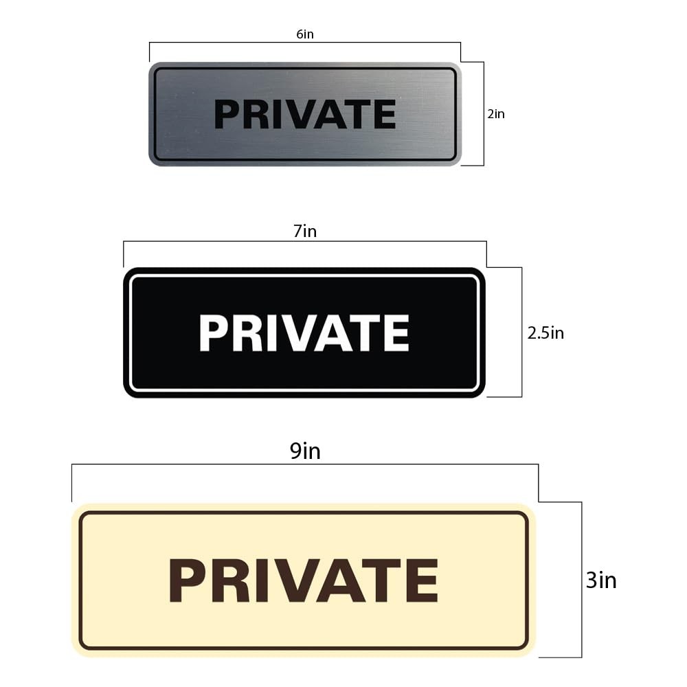 Standard Private Door Wall Sign Silver Small Office Home Notice