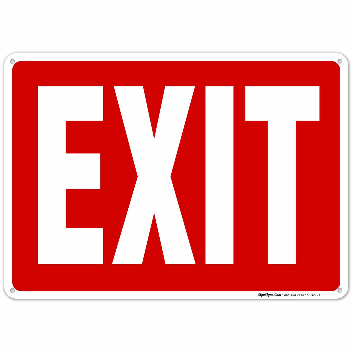 EXIT Sign 8 x 12 Inch – 2 Count, White and Red Indoor Outdoor