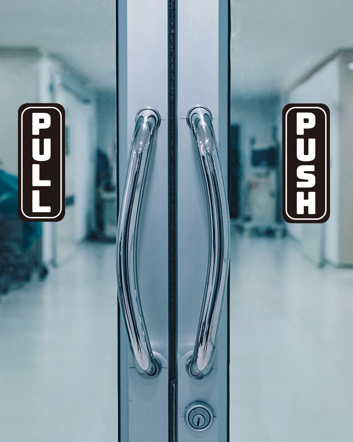 2 Set 4pcs Push Pull Door Sign Stickers, Black
