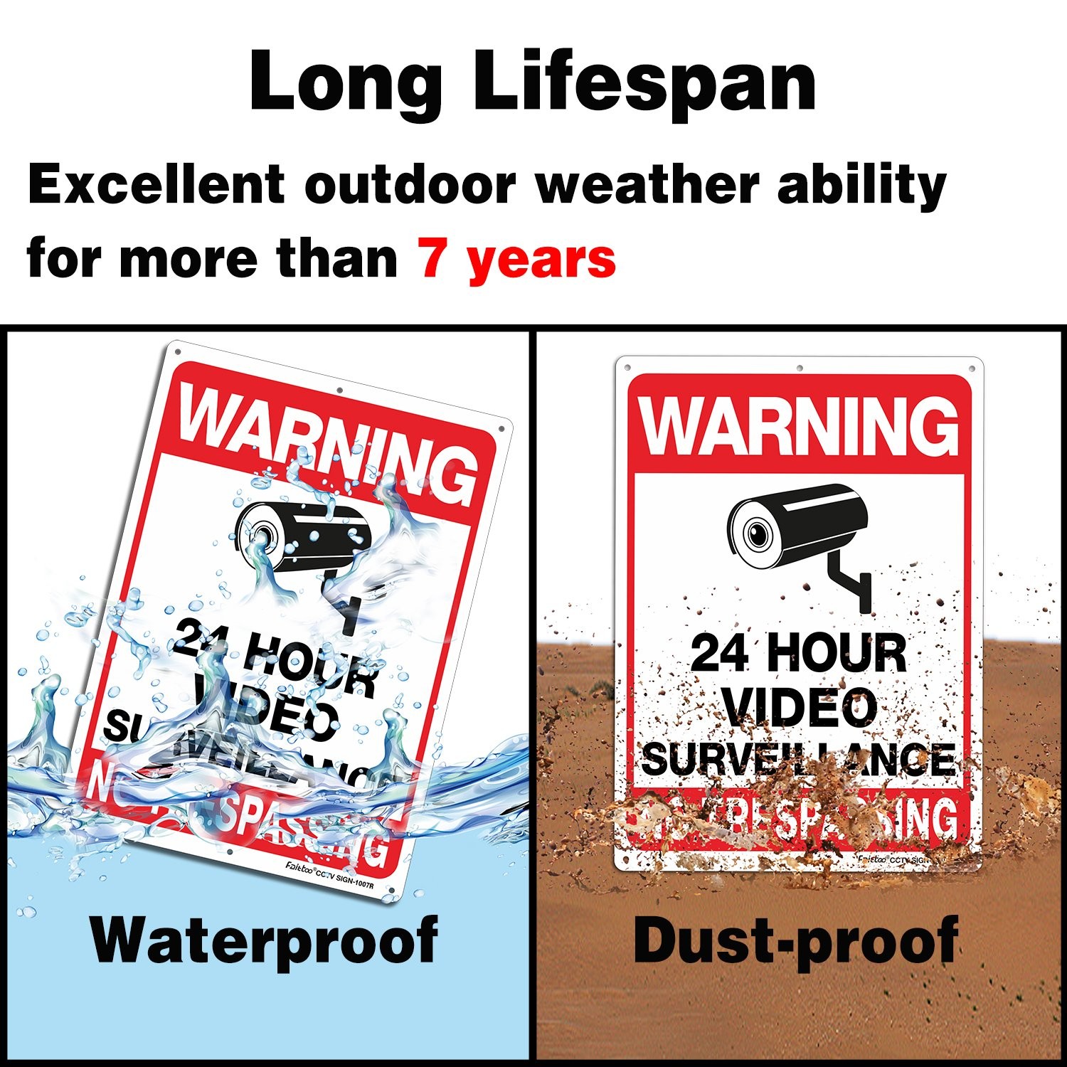 4-Pack Video Surveillance Sign, No Trespassing Metal Reflective Warning Sign,…