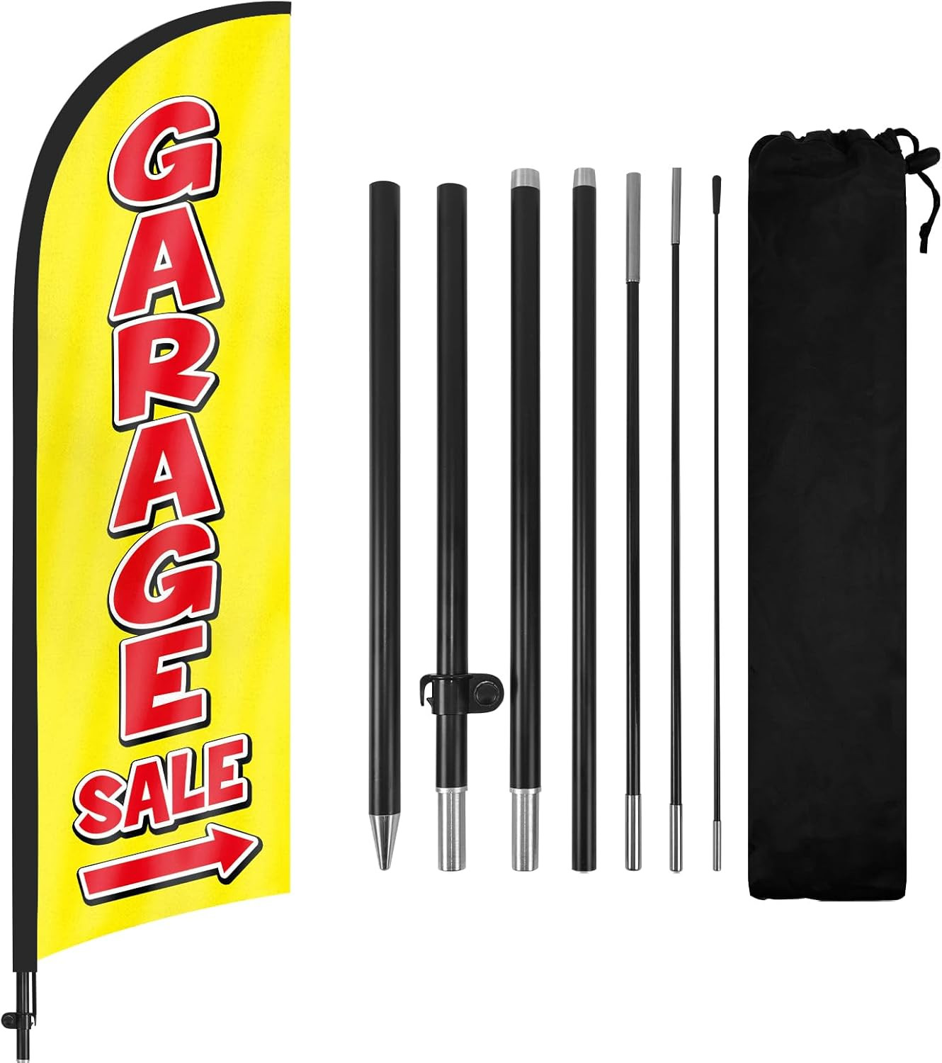 Garage Sale Advertising Swooper Flag Banners, Feather Flags with Pole and Ground