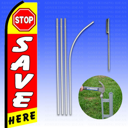 Feather Flag Swooper Advertising Flag Banner Sign 15′ Tall Kit – STOP SAVE HERE