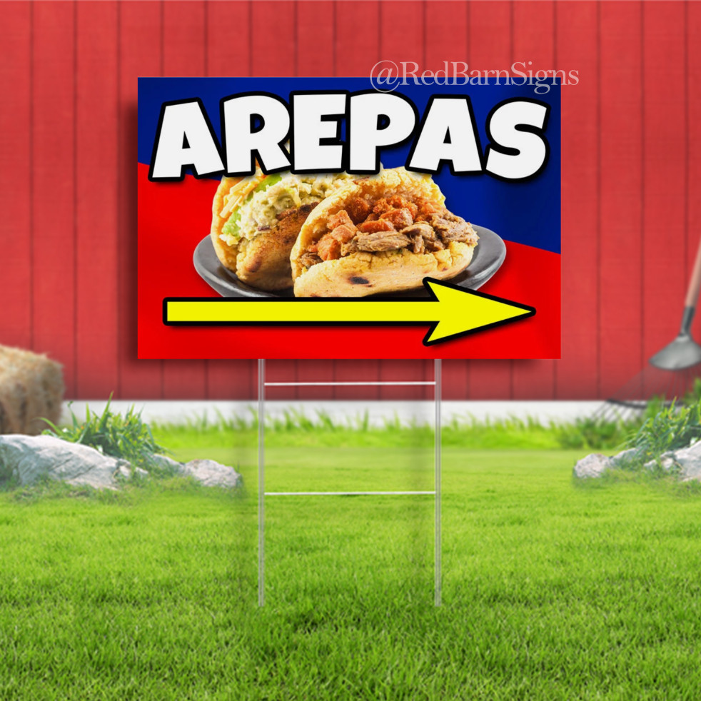 AREPAS Arrow Indoor Outdoor Yard Sign with metal stakes