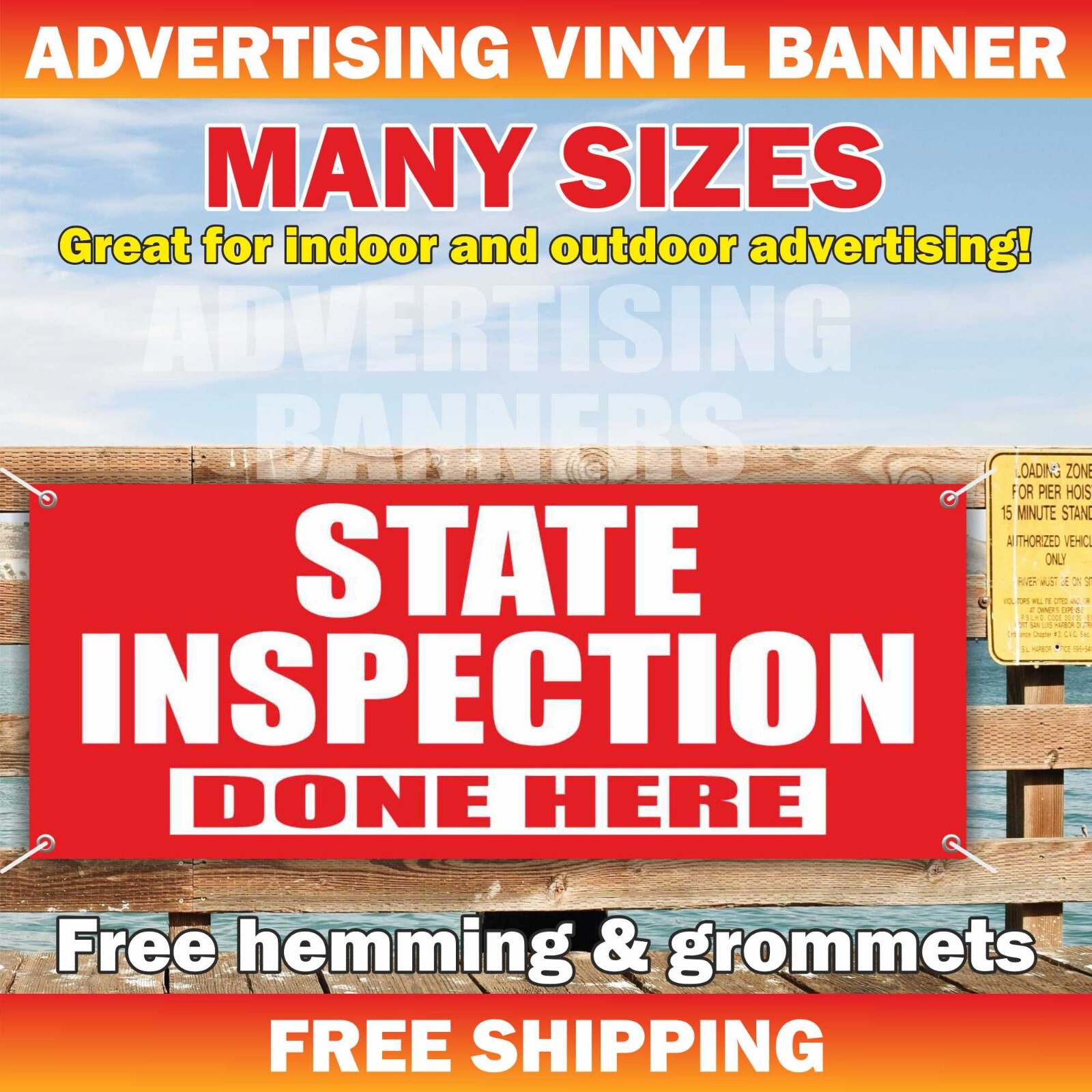 STATE INSPECTION DONE HERE Advertising Banner Vinyl Mesh Sign Official Vehicle