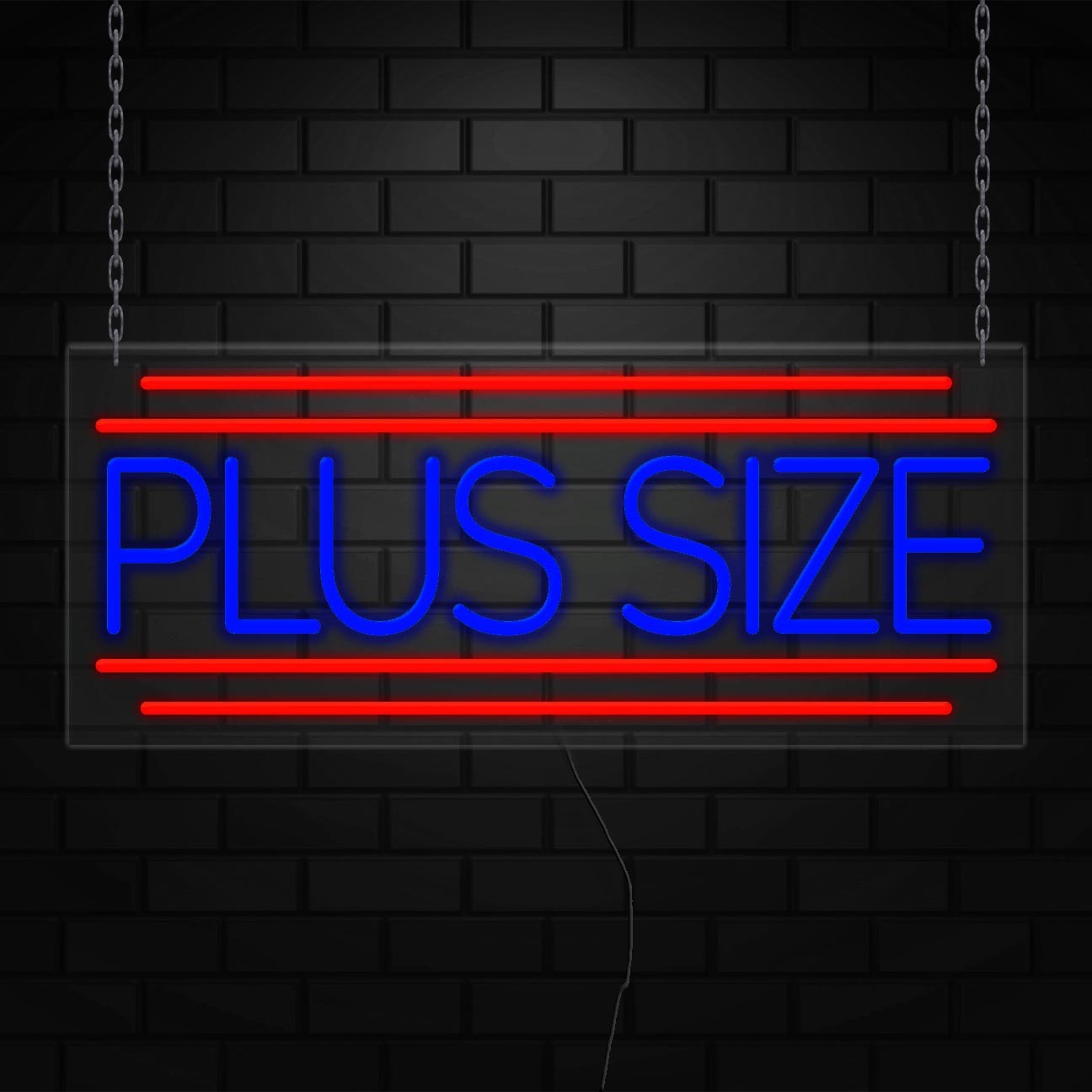Plus Size Sign for Business Displays | LED Flex Neon | 32″W x 13″H x 1″D