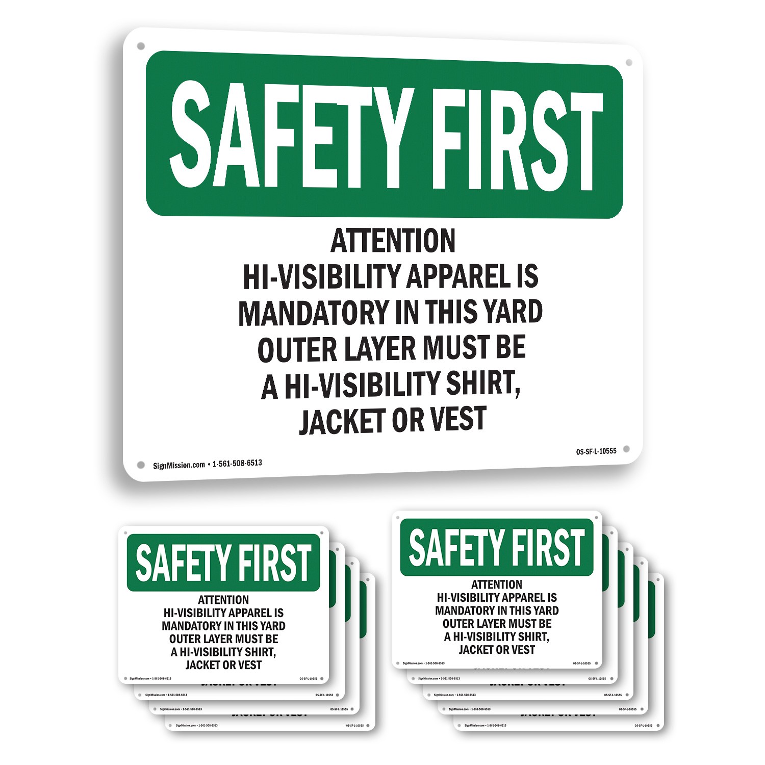Attention Hi OSHA SAFETY FIRST Sign Metal, Plastic, Or Decal – 5 or 10 Pack