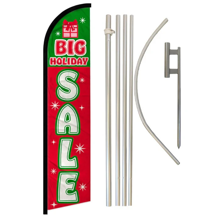 Big Holiday Sale (Gift) Windless Full Curve Advertising Banner Flag & Pole Kit
