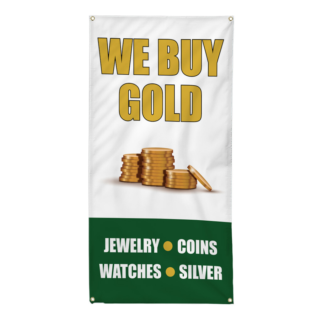 Vertical Vinyl Banner Multiple Sizes We Buy Gold Jewelry Coins Watches Silver