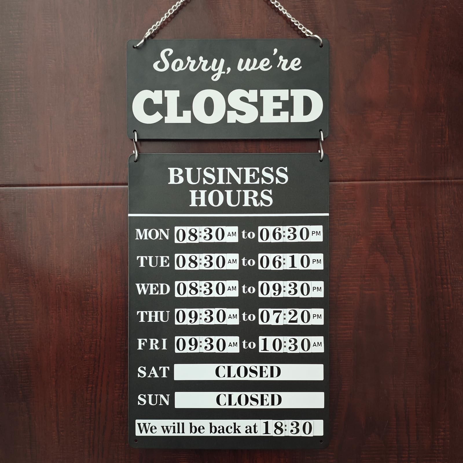 Magnetic Business Hours Sign – Double Sided Open Closed, Metal Store Hours for G