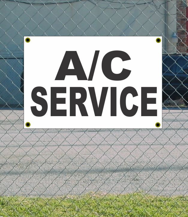 2×3 A/C SERVICE Black & White Banner Sign NEW