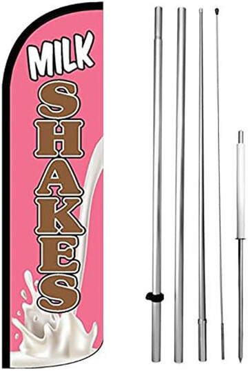 MILK SHAKE – Windless Swooper Flag Kit 15′ Feather Banner Sign pq-h