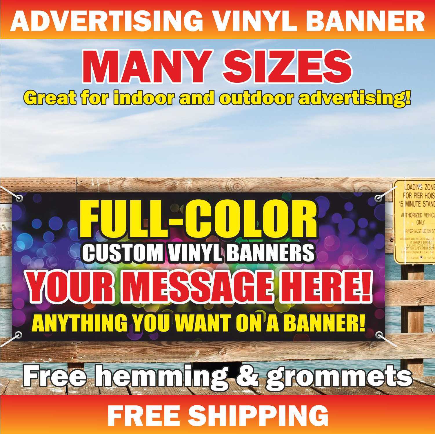 FULL-COLOR CUSTOM VINYL BANNERS YOUR MESSAGE Advertising Mesh Sign Free Design