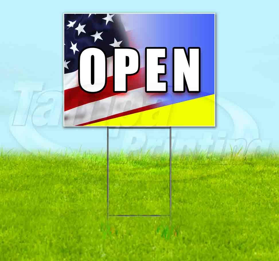 OPEN Yard Sign Corrugated Plastic Bandit Lawn Decoration USA