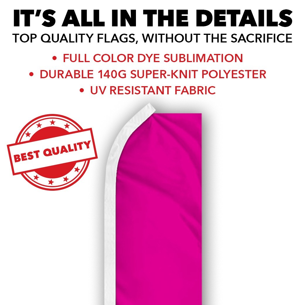 Solid Color Hot Pink Advertising Swooper Feather Flutter Flag Pink Flag