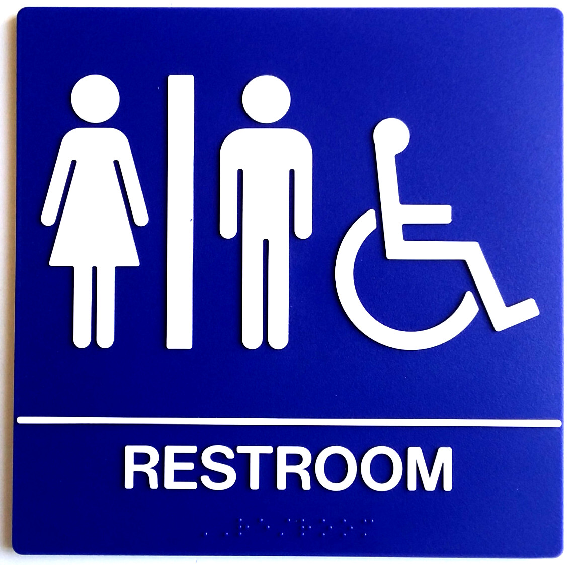 MEN & WOMEN Handicap ADA Compliant Sign +Braille Blue Public Facilities
