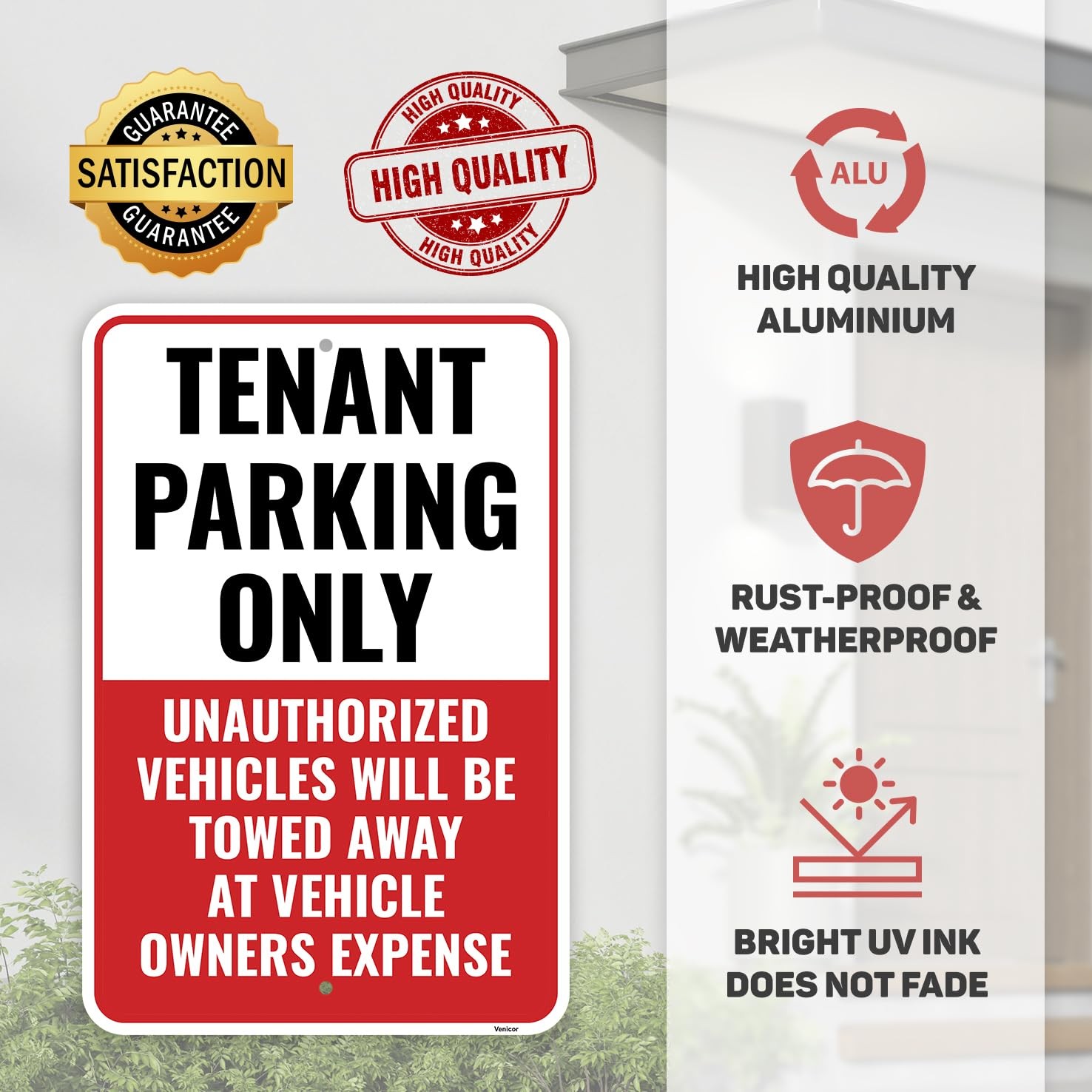 2PC Tenant Parking Only Sign, 18 x 12 Inches – Aluminum – Resident Private Pa…