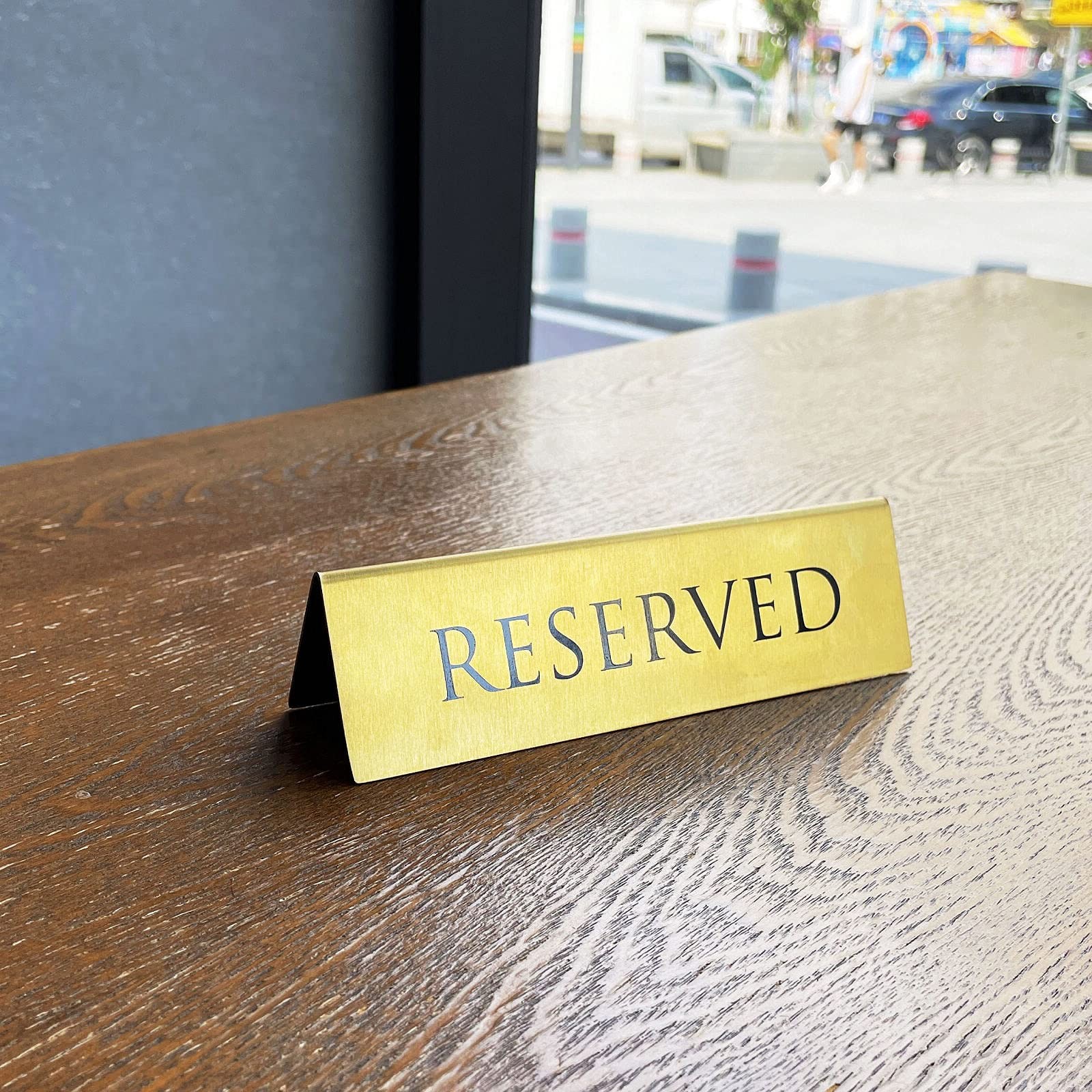 6 PCS Golden Metal Table Top Reserved Sign Double Sided Tent 6×1.75 Inch