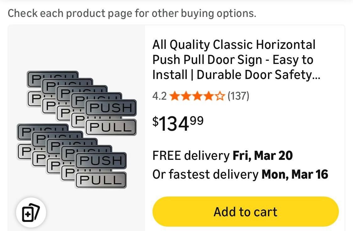 Durable Metal Door Sign PULL Silver Black Classic Horizontal Business Safety