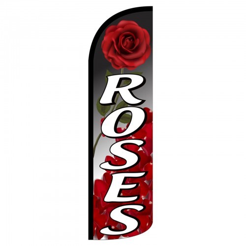 Roses Swooper Banner Flag Sign Display Only Windless 3′ Wide Black