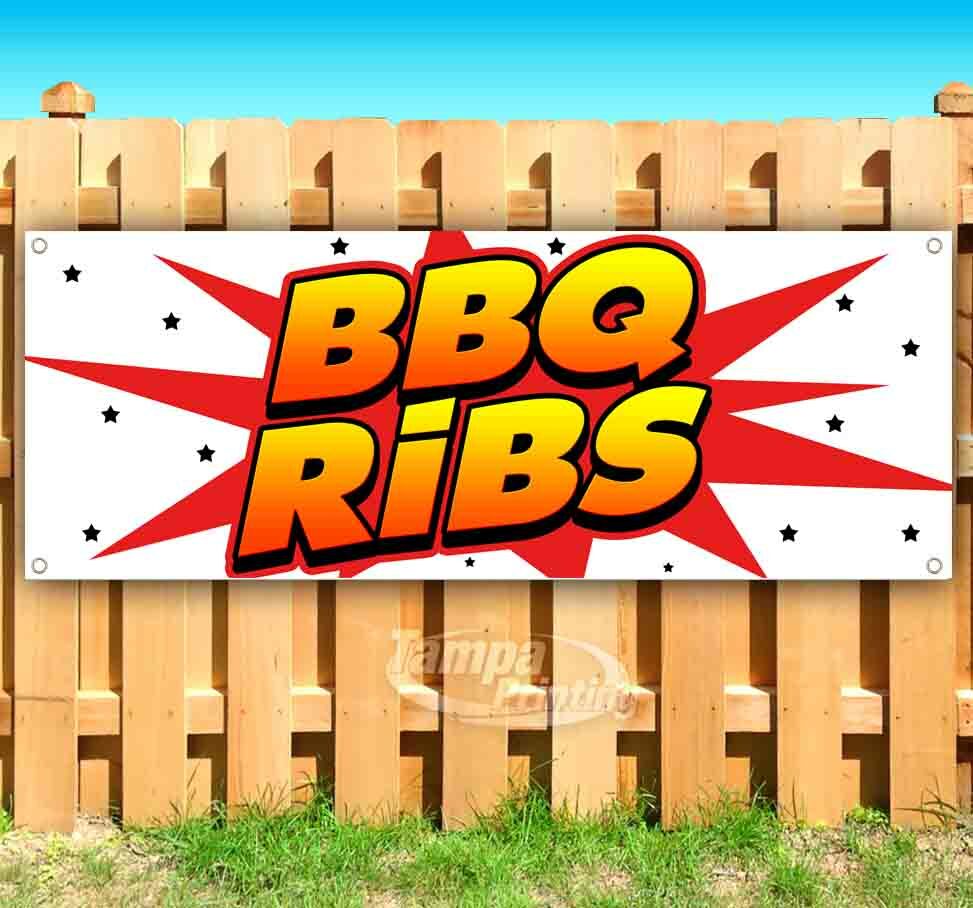 BBQ RIBS Advertising Vinyl Banner Flag Sign Many Sizes USA