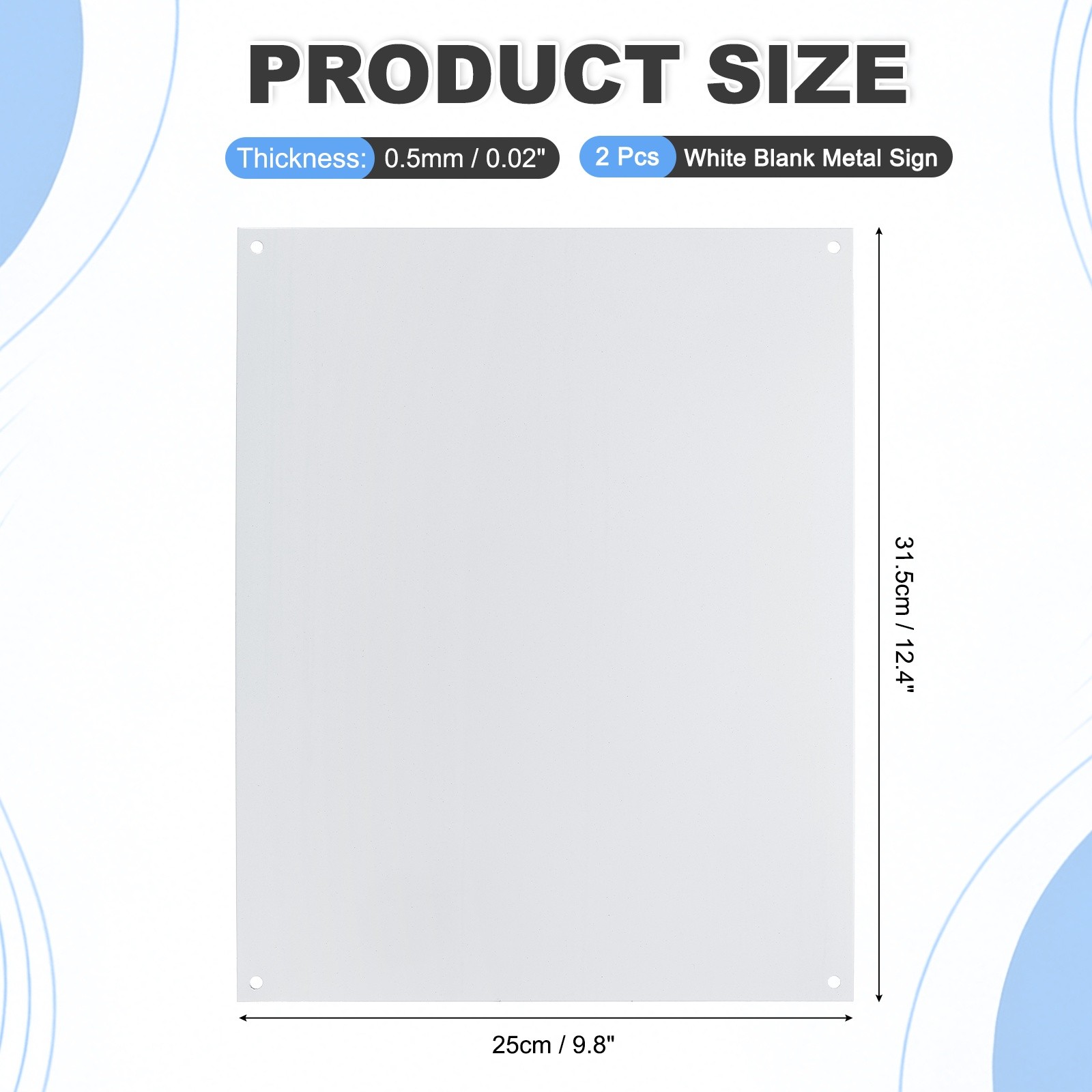 2 Pcs White Blank Metal Sign, 12.4×9.8″ Blank Sublimation Signs(0.02″ Thickness)
