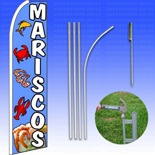 Feather Flag Swooper Advertising Flag Banner Sign 15′ Tall Kit – MARISCOS