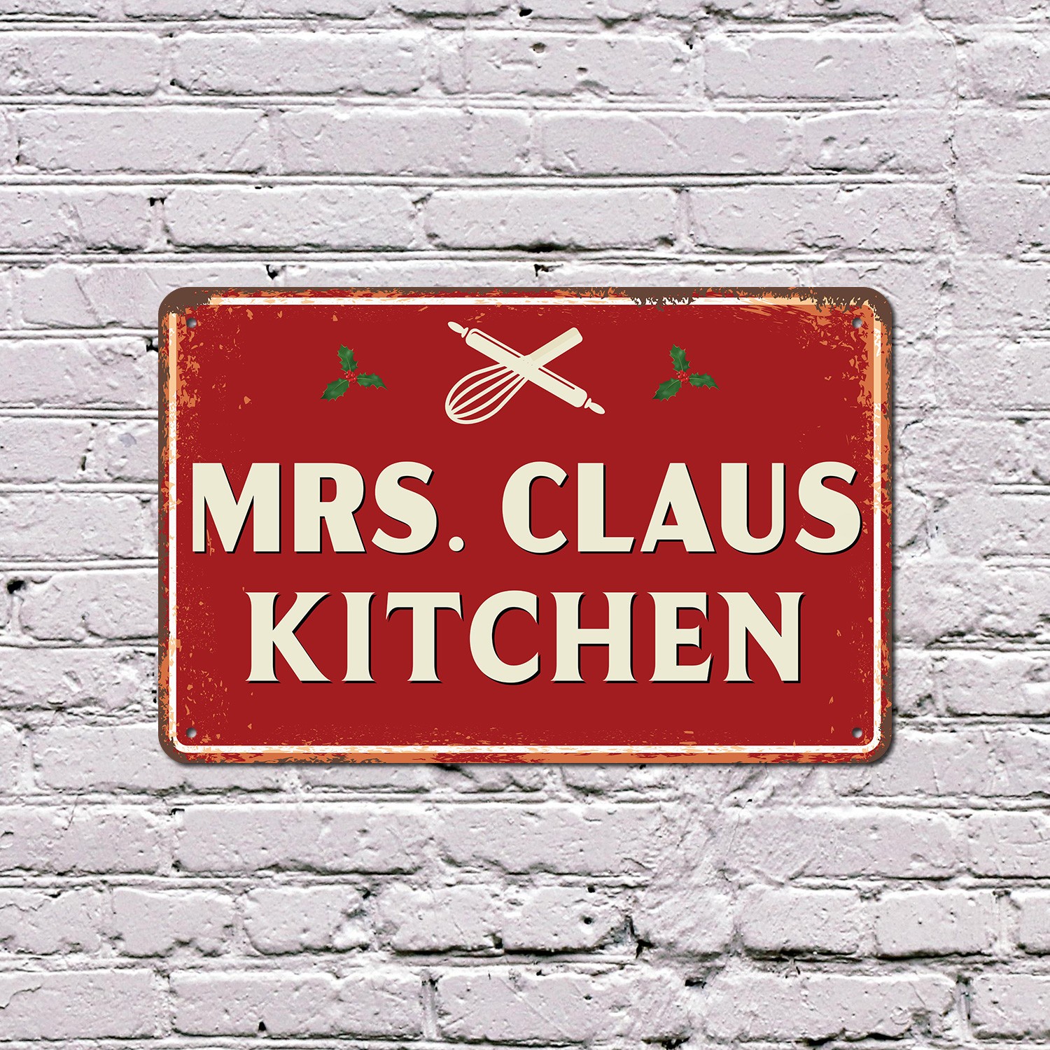 Mrs. Claus Kitchen Street Sign Cookies Served Warm Durable Perfect for Kitchens