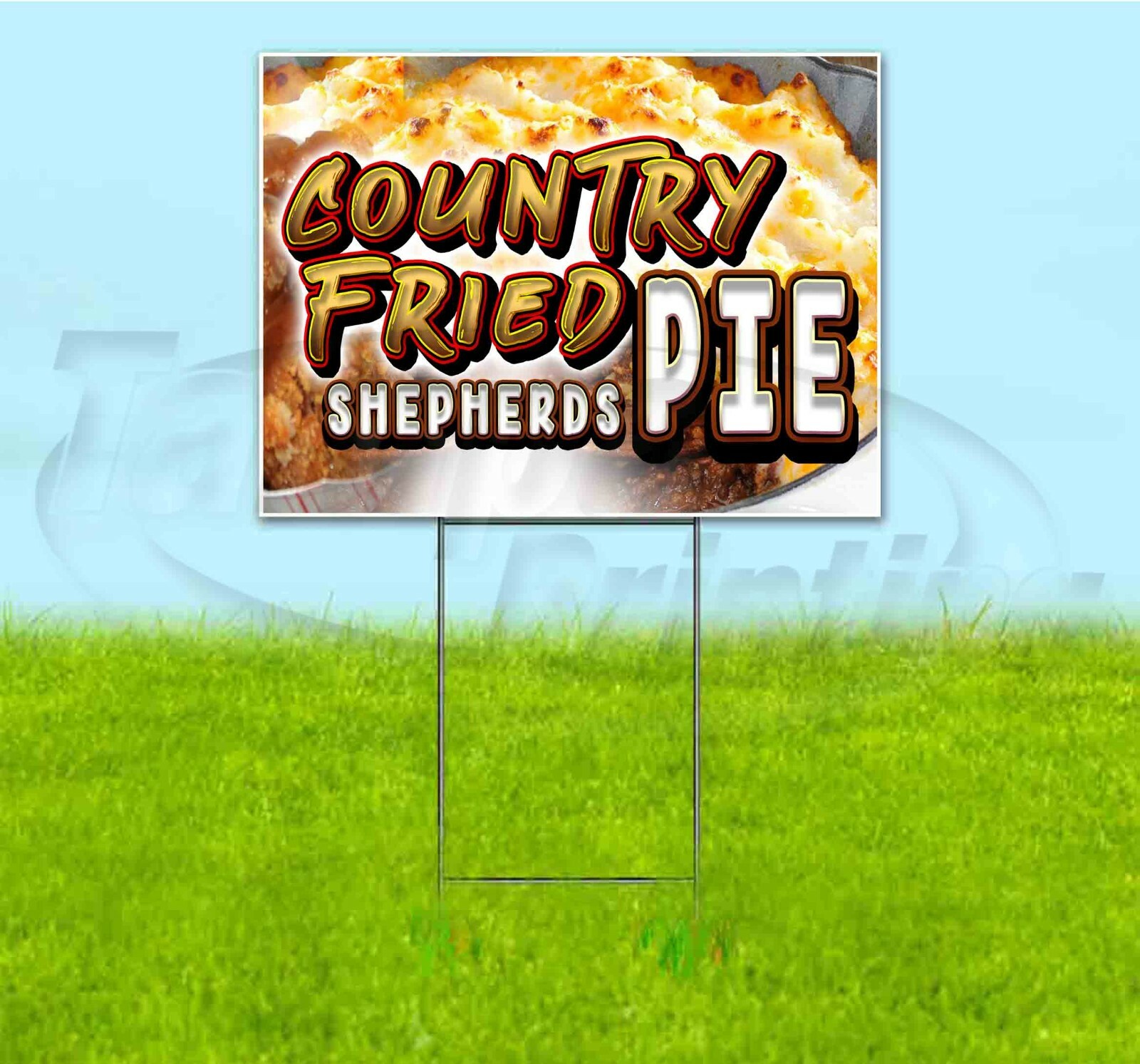 COUNTRY FRIED SHEPHERDS PIE 18×24 Yard Sign WITH STAKE Corrugated Bandit FOOD