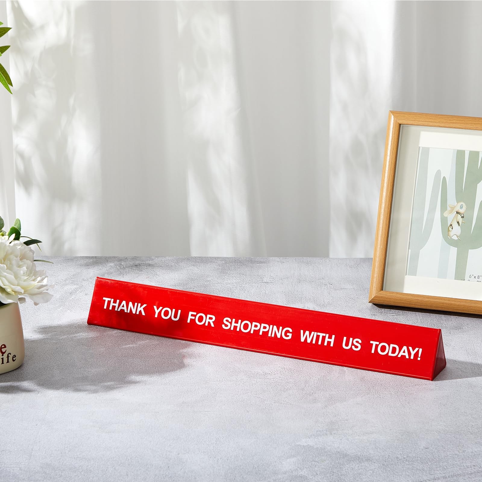 2 PCS Checkout Lane Divider Cash Register Thank You Red Resin 16×1 Inch