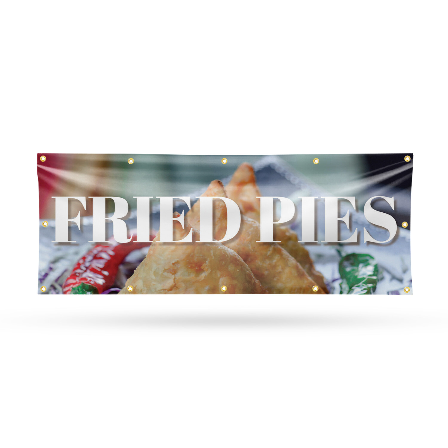 Fried Pies 13 oz Vinyl Banner Sign with Metal Grommets Heavy-Duty Single-Sided
