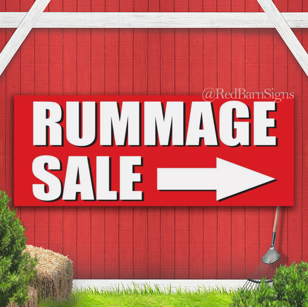 RUMMAGE SALE Advertising Yard Sign Antiques Garage Sale Yard Estate