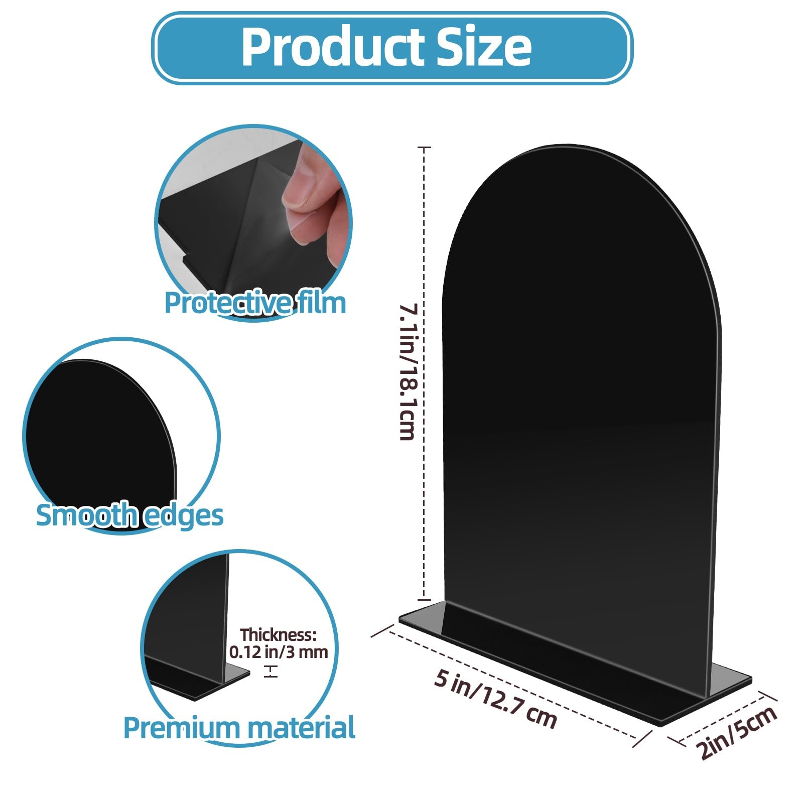 12 PCS Acrylic Wedding Signs 5×7 Inch DIY Blank Table Number Base Black Arch