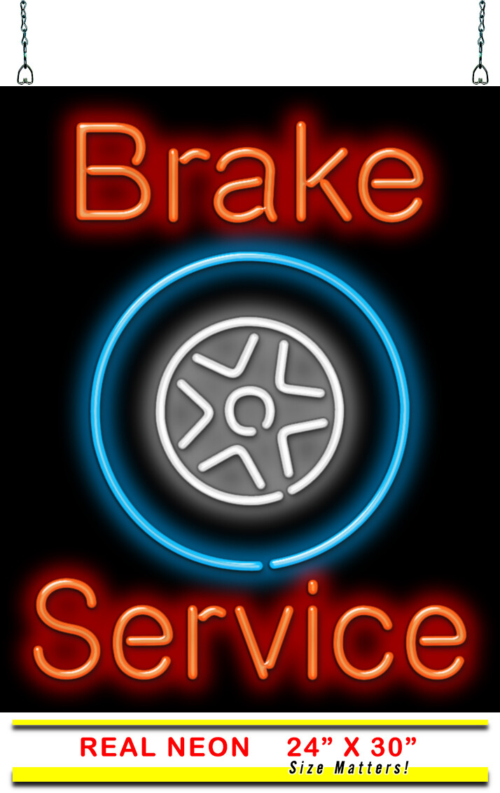Brake Service Neon Sign Jantec 24″ x 30″ Auto Repair Maintenance Body Shop