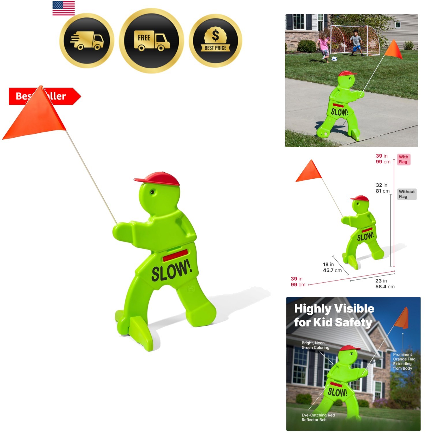 Kid Alert Street Safety Sign, Kids at Play Signage for Neighborhood Safety, 3…