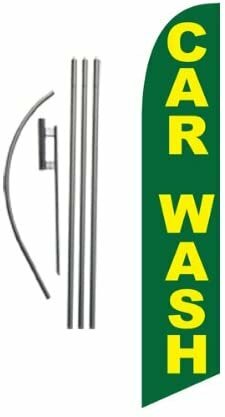 Car Wash Advertising Feather Banner Swooper Flag Sign with Flag Pole Kit and…