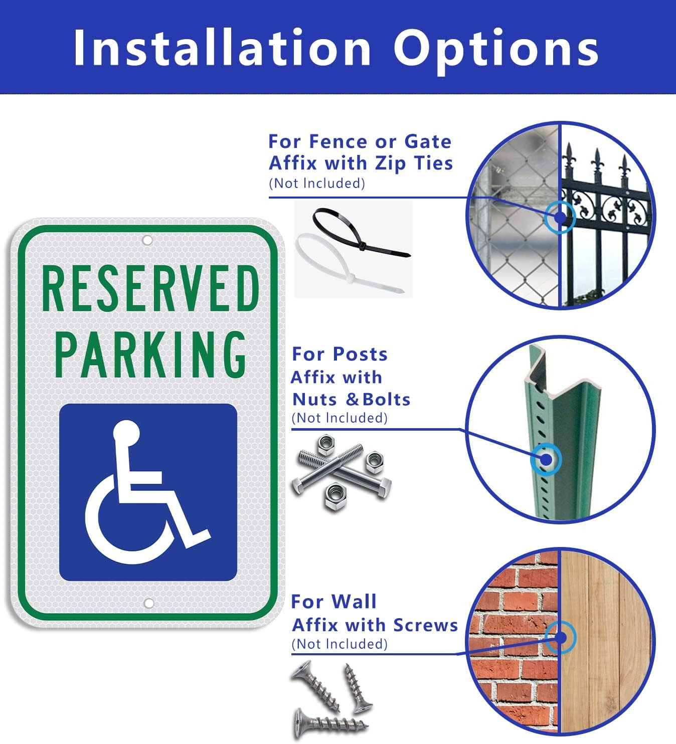 Handicap Parking Sign – 18 X 12 Inch Aluminum with ADA Accessibility Symbol, Res
