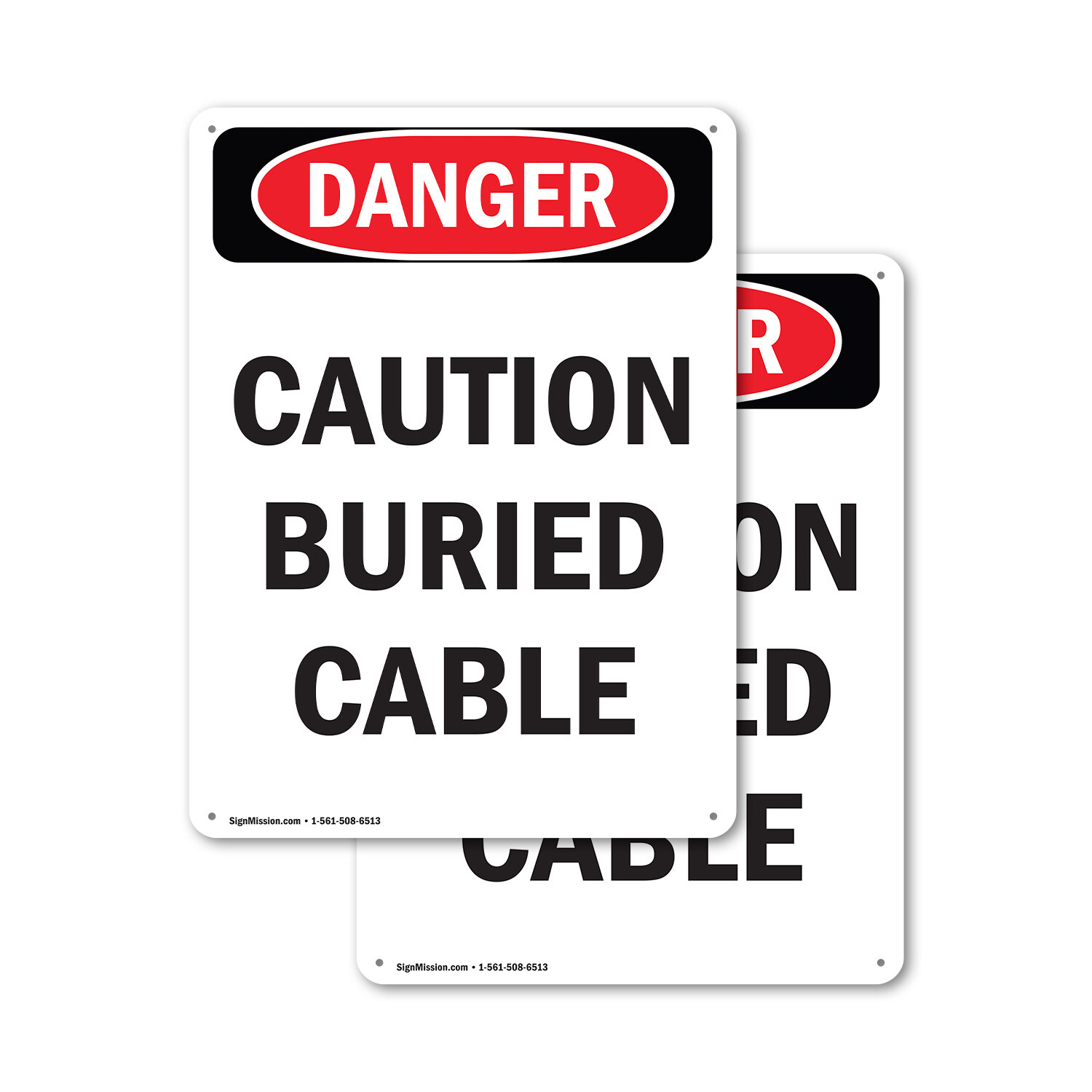 (2 Pack) Caution Buried Cable OSHA Danger Sign Decal Metal Plastic