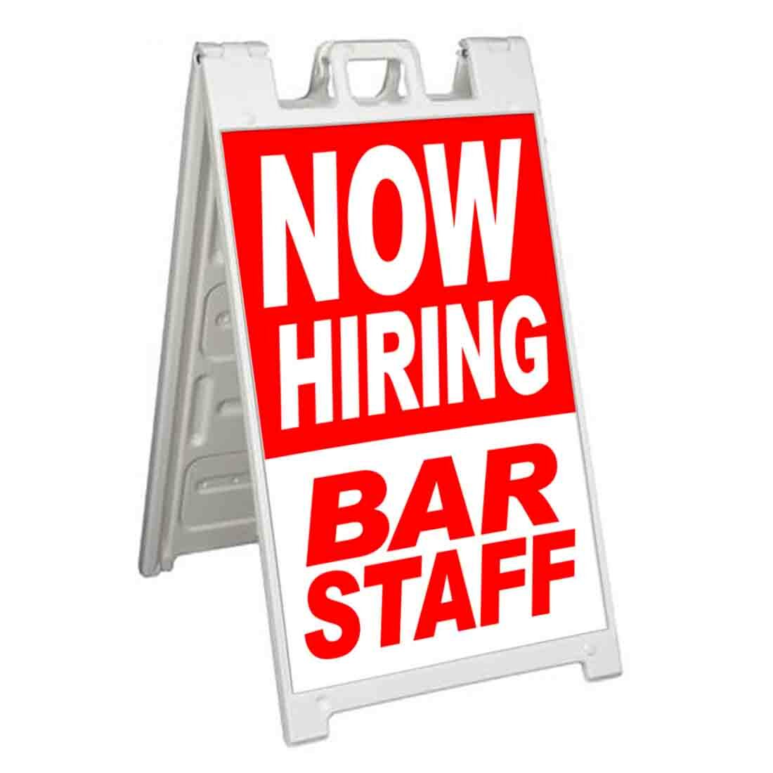 NOW HIRING BAR STAFF Signicade 24×36 Aframe Sidewalk Sign Banner Decal JOBS