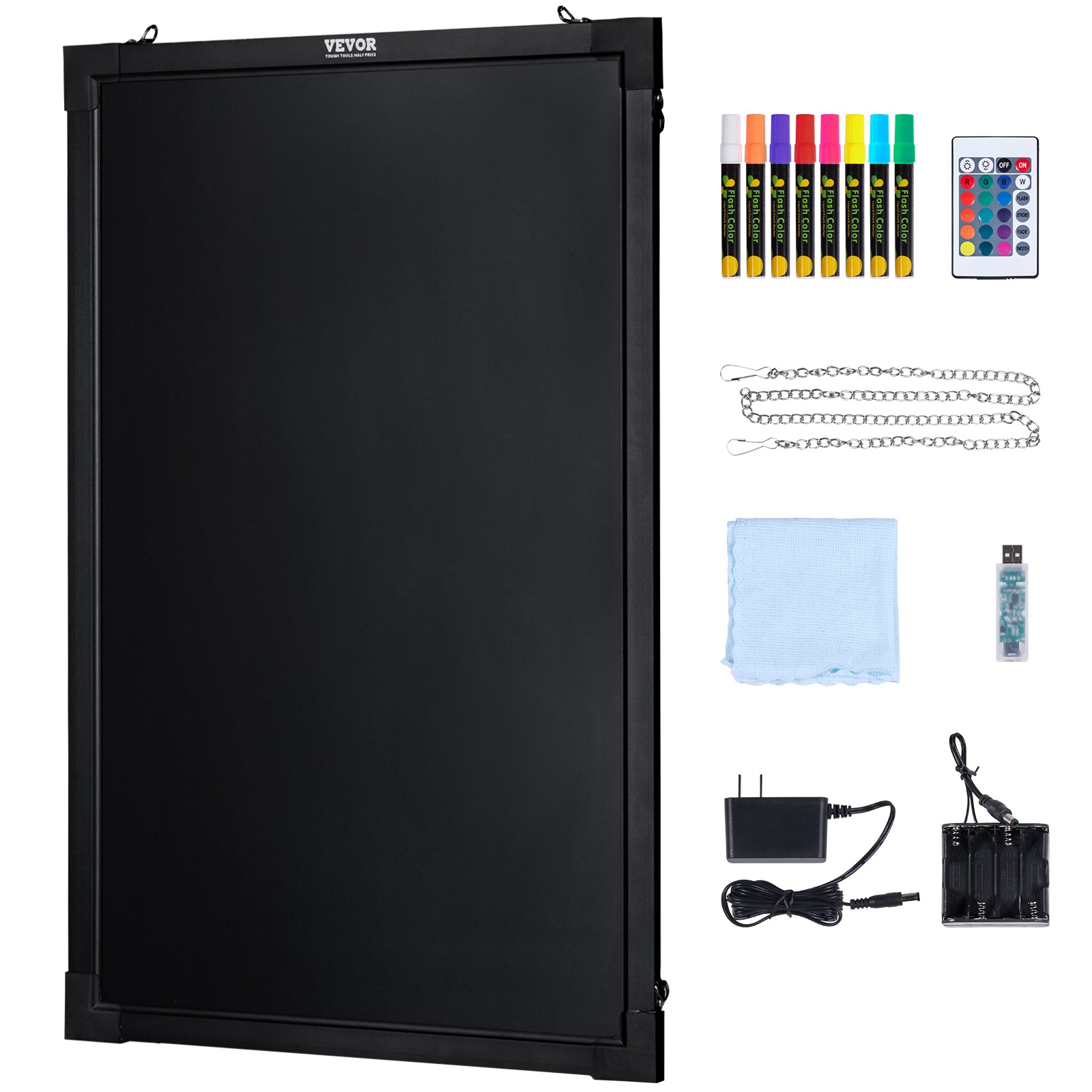 VEVOR LED Message Writing Board 24″x16″ Illuminated Erasable Lighted Chalkboard