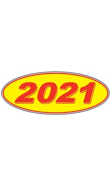 SSWBasics Oval Windshield Year Stickers – Red/Yellow – 2021 – Pack of 12