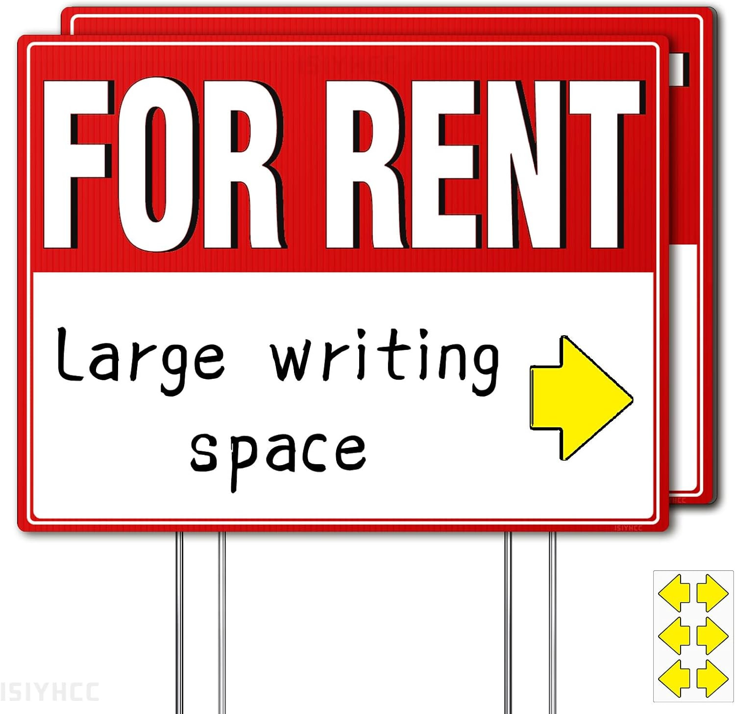 2 Pack For Rent Yard Signs w Stakes 17×13 Double Sided Weatherproof Rental Signs