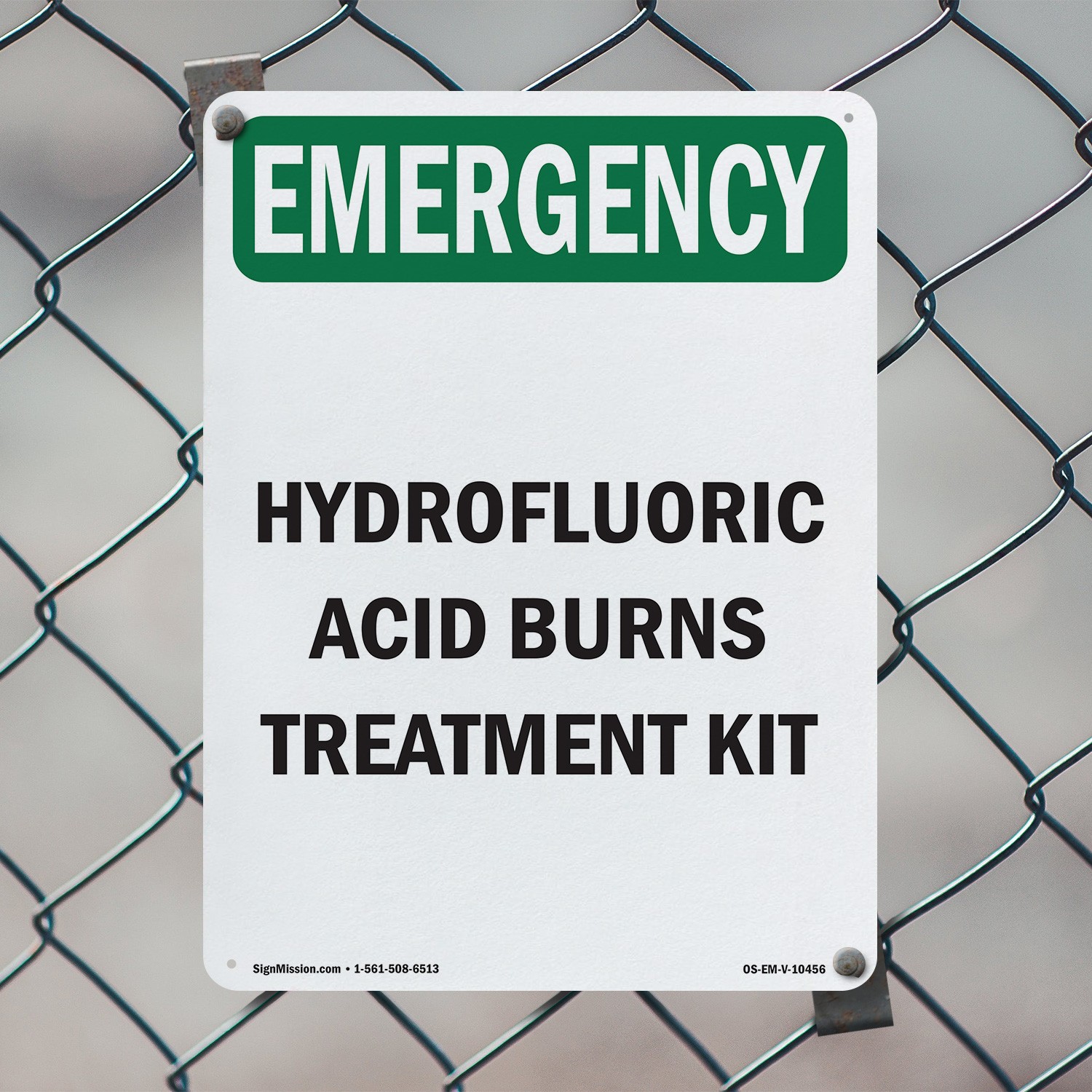 Hydrofluoric Acid Burns Treatment Kit OSHA Emergency Sign, Decal 5 or 10 Pack
