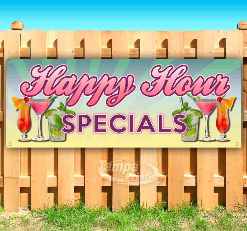 HAPPY HOUR SPECIALS Advertising Vinyl Banner Flag Sign Many Sizes USA