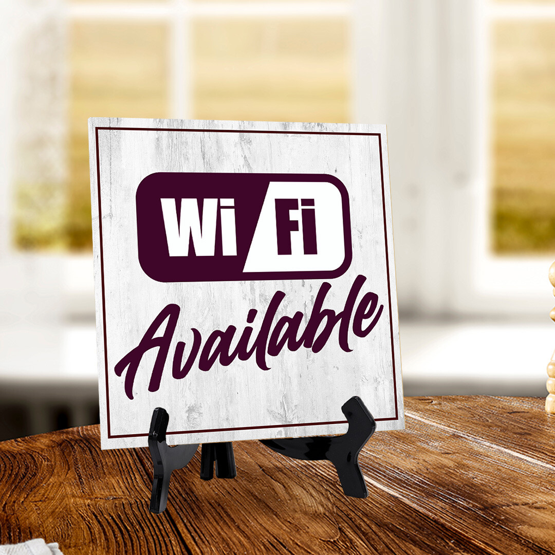 Wi-Fi Available 5″x 5″ Square Table Sign With Acrylic Easel | Restaurant