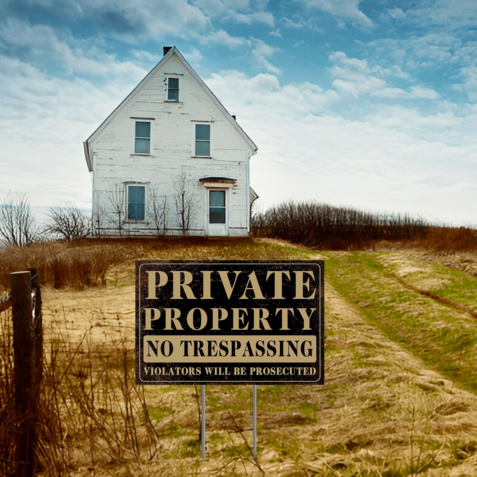 Private Property No Trespassing Signs with H-Stakes, Protect Your Home,