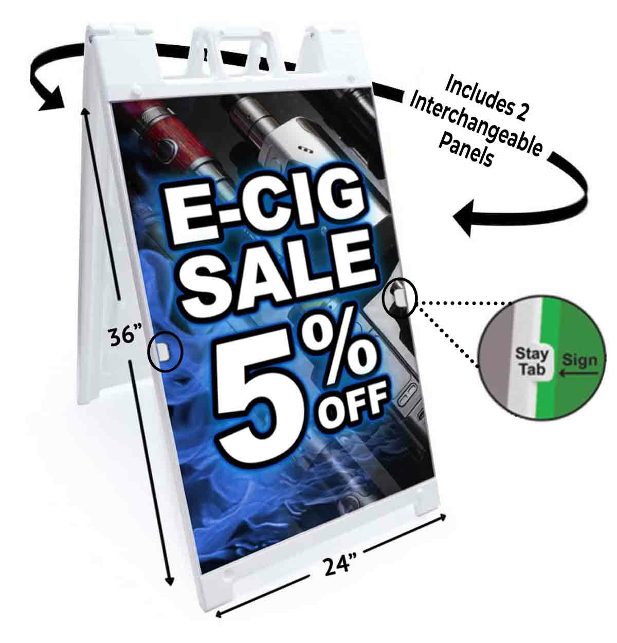 VAPE SALE 5% OFF Signicade 24×36 Aframe Sidewalk Sign Banner Decal DISCOUNT