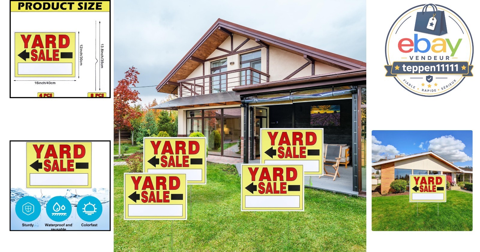 Yard Sale Signs Double-Sided Printed Outdoor Sale 4Pack