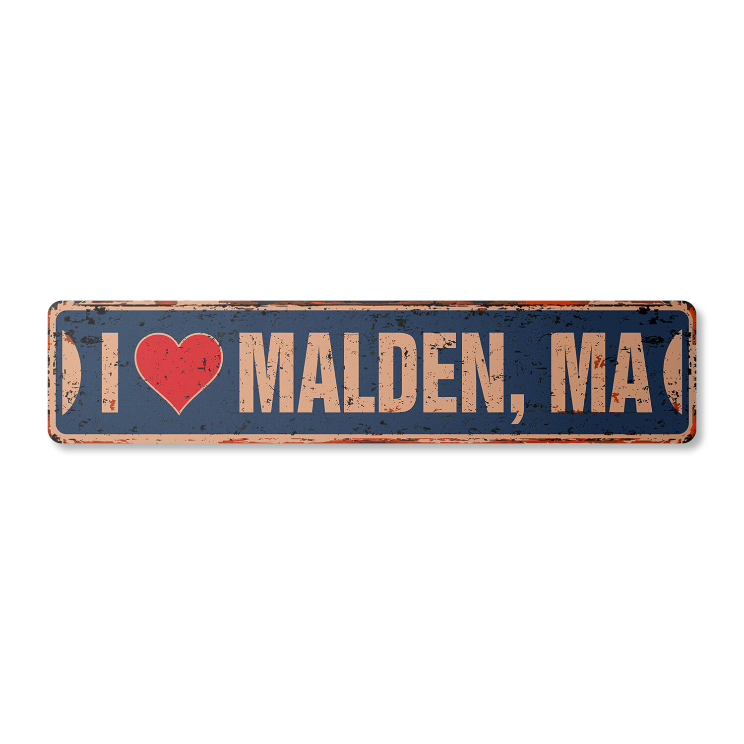 I LOVE MALDEN MASSACHUSETTS Vintage Street Sign ma city state us road rustic