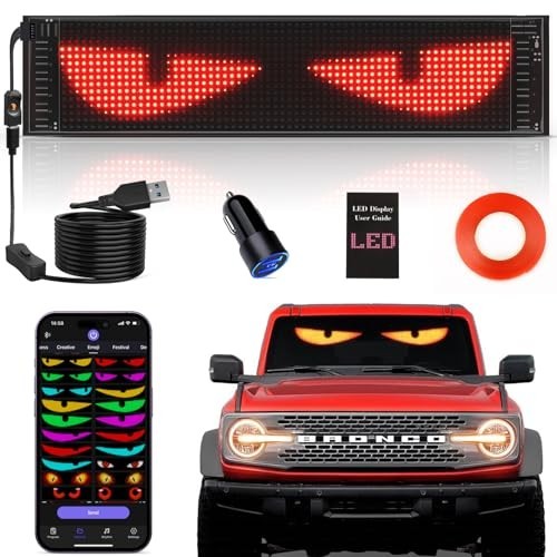 Full Color LED Car Eyes Sign 15×4 Inch Bluetooth Programmable Scrolling